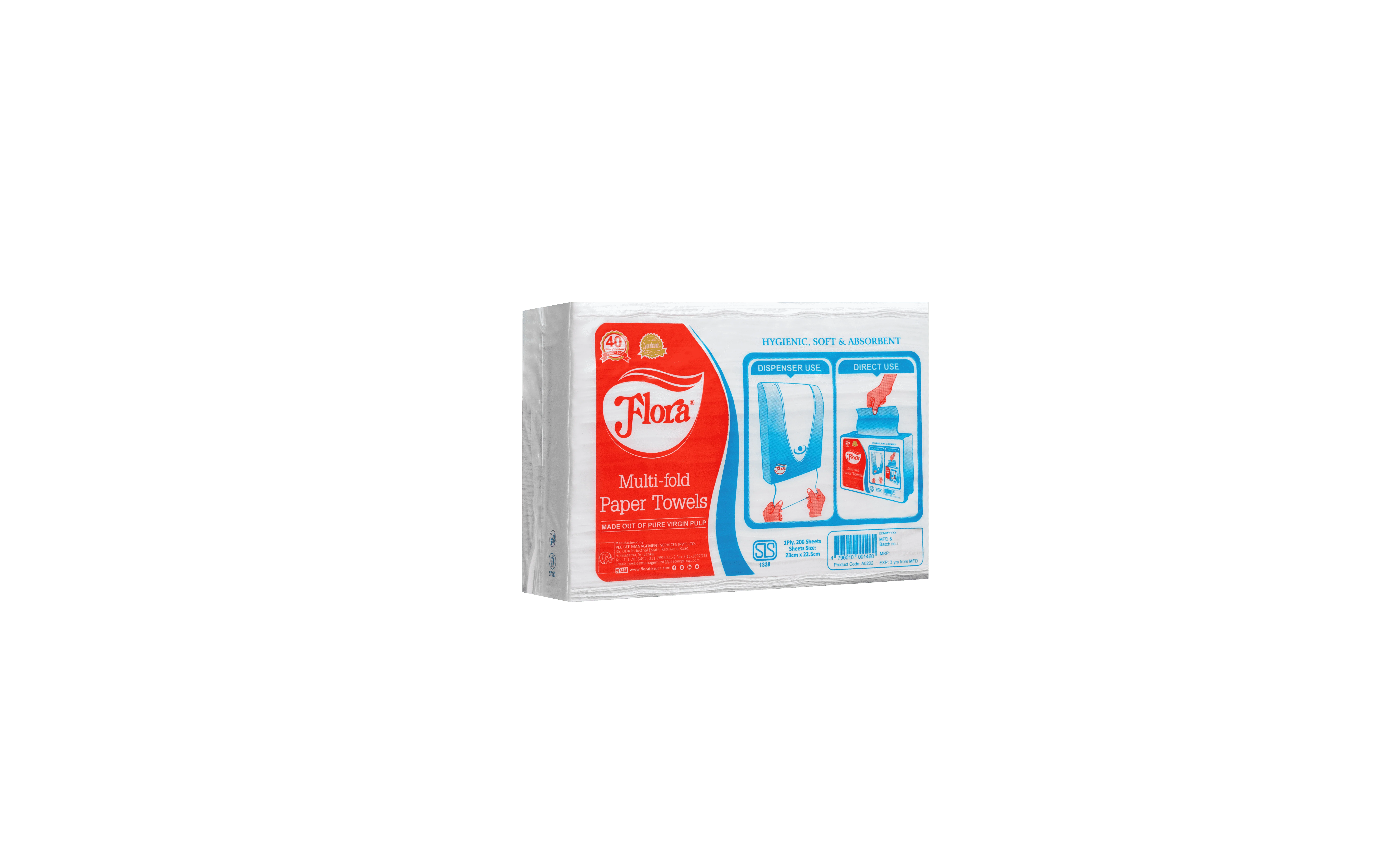Flora Multifold Paper Towel 1ply 200 Sheets
