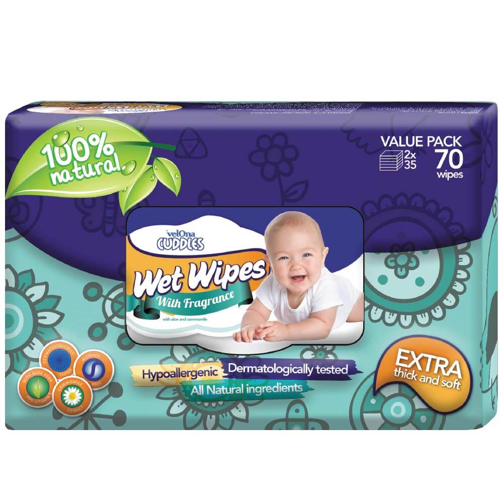 Velona Cuddles Wet Wipes – With Fragrance