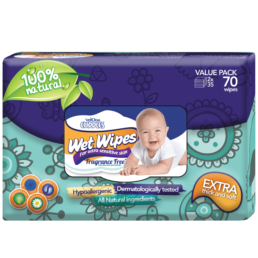 Velona Cuddles Wet Wipes – Without Fragrance